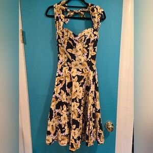 Retro hibiscus circle dress pinup rockabilly tiki M/L